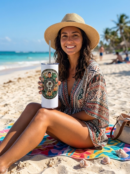 Mexico Soccer Team White Metal Tumbler w/ Lid & Straw | UV Texture