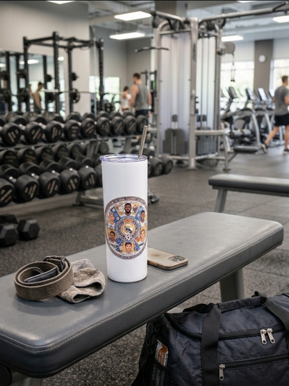 Real Madrid Team White Metal Tumbler w/ Lid & Straw | UV Texture
