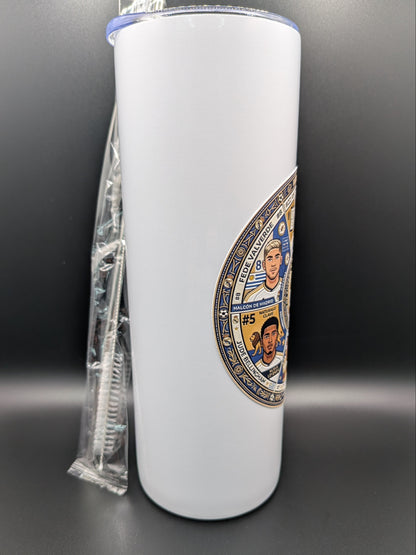 Real Madrid Team White Metal Tumbler w/ Lid & Straw | UV Texture