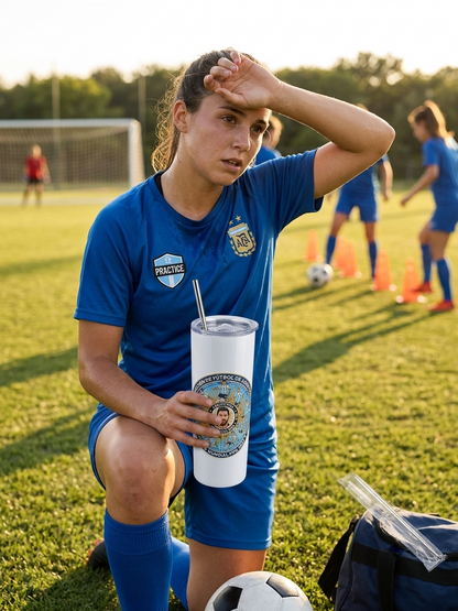 Argentina Soccer Team White Metal Tumbler w/ Lid & Straw | UV Texture