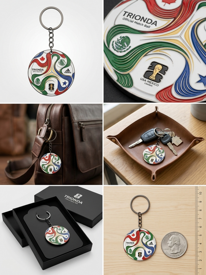 Premium Embossed Soccer Keychain | Host Nations USA MEX CAN